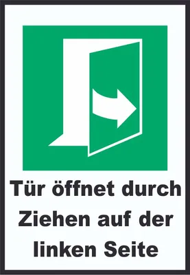 Produktbild von Tür öffnet durch Ziehen auf der linken Seite A2 Rückseite selbstklebend Schild