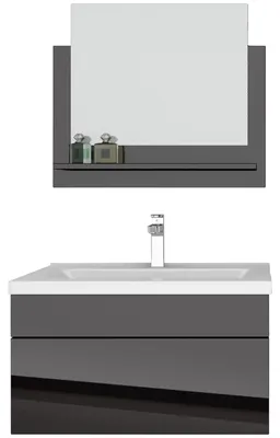 Produktbild von 3 teiliges Waschplatz Badmöbel Set hochglanz Schwarz