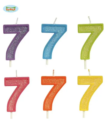 Immagine prodotto di Candela glitterata numero 7 - Decorazione per compleanno