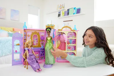 Produktbild von Disney Princess Disney Prinzessin „Bereit für den Ball“-Schrank mit Kleidung, Zubehörteilen und Aufbewahrung, erweiterbar auf bis zu ca. 60 cm, Modepuppe, 3 Jahr(e), Mädchen, 127,5 mm, 1 kg, Mehrfarbig