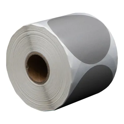 Produktbild von 500 runde Etiketten Silber 65 mm auf Rolle - Verschlusssiegel - Markierungspunkte - Blanko-Rundaufkleber - DULA