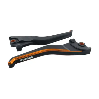 Immagine prodotto di Coppia Leve Freno STAGE6 CNC Dual Color Yamaha Aerox / Nitro Nero Arancio