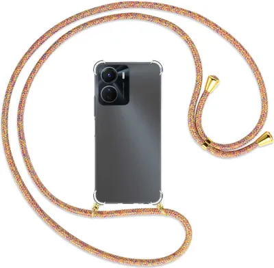 Produktbild von Handykette Backcover-Schutzhülle mit Band (Metall goldfarben) für vivo Y16 4G (6.51'') - Rainbow