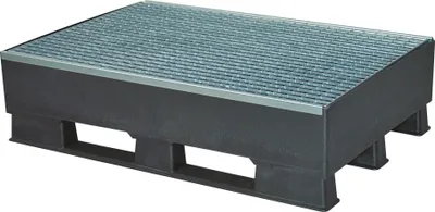 Produktbild von Sicherheits Auffangwanne aus Kunststoff, mit Gitterrost, Auffangvolumen 120 Liter, LxBxH 1200 x 800 x 315 mm