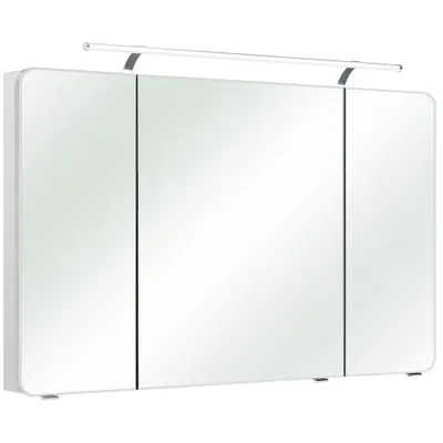 Produktbild von Badezimmer Spiegelschrank 3-türig FES-4005-66 Korpus in Hochglanz Lack Polarweiß, inkl. Beleuchtung - B/H/T: 120/72/17cm