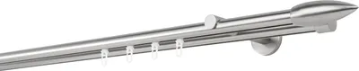 Produktbild von Gardinenstange Maß Innenlauf 20mm Patrone 2-lauf Wand 12cm Farbe: Edelstahl-Optik, Größe: 320cm