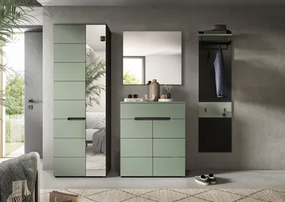 Produktbild von Garderoben-Set >Canu< in Basalt Grau / Smoke Green - 220x190x37cm (BxHxT)