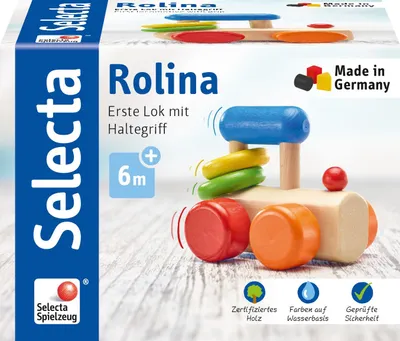 Immagine prodotto di Selecta Spielzeug Rolina Lok-Greifling, Greifling, Babyspiel, Babyspielzeug, Holz, 8.5 cm, 61028