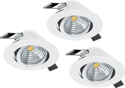 Produktbild von EGLO 3er Set LED Einbaustrahler Saliceto, dimmbare Deckenspots, Deckenstrahler flach rund, Aluminium in Weiß, neutralweiß, Ø 8,8 cm