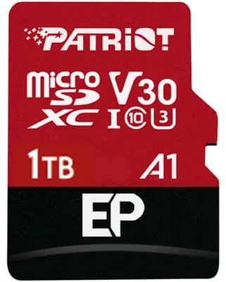Obrázek produktu pro Patriot Memory EP SERIES, 1 TB, MicroSDXC, Třída 10, 90 MB/s, 80 MB/s, Class 3 (U3)