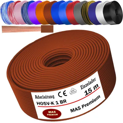 Produktbild von 15m Aderleitung H05 V-K 1 mm² Braun Einzelader flexibel