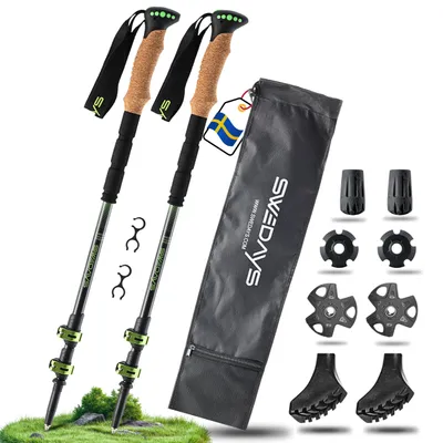 Produktbild von Teleskopische Wanderstöcke, ultraleicht 3K Carbon, verstellbar 63-135 cm, für Bergsport