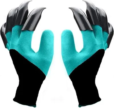 Produktbild von Gartenhandschuhe mit Krallen, Grabhandschuhe, wasserdichte und dornenfeste Handschuhe, Gartenhandschuhe mit 8 Krallen, Arbeitshandschuhe zum Graben und Pflanzen