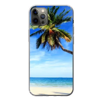 Produktbild von MuchoWow® Handyhülle Schutzhülle Hülle für iPhone 12 Pro Max Palmen - Strand - Meer Silikon Softcase Handy Hülle - Hartschale