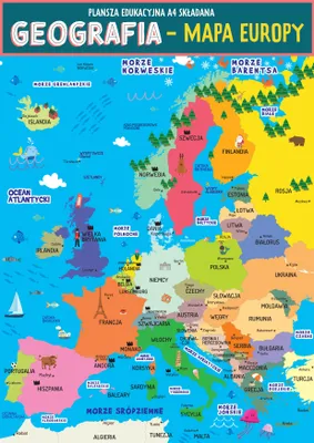 Produktbild von Karta edukacyjna A4 Mapa Europy składana
