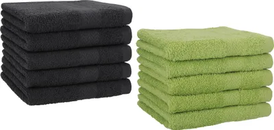 Produktbild von Betz 10 Stück Gästetücher 30x50 cm PREMIUM 100% Baumwolle Set  Farbe: graphit und avocadogrün
