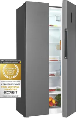 Produktbild von Exquisit Side by Side SBS450-360E anthrazit | 444 L Volumen | Side by Side Kühlschrank NoFrost | Umluft | Kühlschrank Side by Side Schnellgefrieren