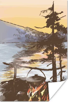 Produktbild von MuchoWow® Poster Kochen - Camping - Wasser 120x180 cm - Kunstposter