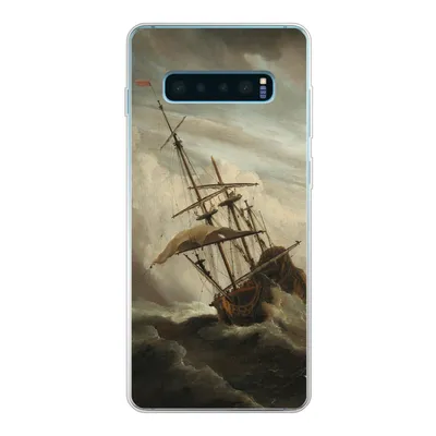 Produktbild von MuchoWow® Handyhülle Schutzhülle Hülle für Samsung Galaxy S10 Plus Ein Schiff auf offener See während eines Sturms - Gemälde von Willem van de Velde Silikon Softcase Handy Hülle - Schutzhülle