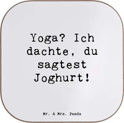 Produktbild von Mr. & Mrs. Panda Untersetzer für Gläser Spruch Yoga Humor - Weiß - Geschenk, Fitness, Sportart, Teamsport, Sportler Geschenke, Unterstützung, Glas, Friedensfinder, Tassen