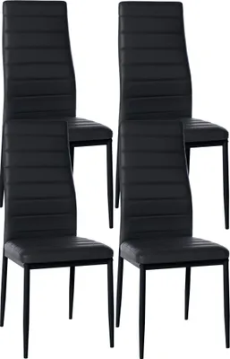 Produktbild von CLP 4er Set Esszimmerstühle Mayfair gepolstert mit Metallgestell schwarz Material Kunstleder
