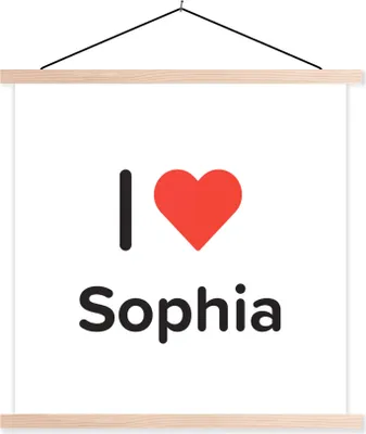 Produktbild von MuchoWow® Textilposter Ich liebe - Sophia - Mädchen 40x40 cm mit holzfarbenen Rahmen - Posterleiste