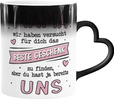 Produktbild von Zaubertasse Herzhenkel Geschenk für Mama Spruch lustig Ich/Wir haben versucht das beste Geschenk zu finden SpecialMe® Uns magic-rosa-herz Magic-Herz-Tasse
