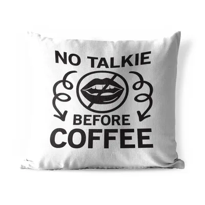 Produktbild von MuchoWow® Outdoor Kissen - Kein Gespräch vor dem Kaffee - Sprichwörter - Kaffee - Zitate - 60x60 cm - Wetterfest - Lounge Kissen - Dekoration - Schlaf Kissen