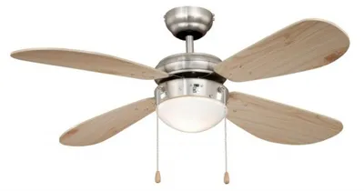 Produktbild von Deckenventilator Classic 105 cm Nickel / Kiefer mit Beleuchtung und Zugketten