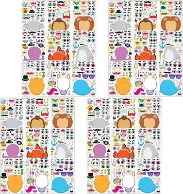 Zdjęcie produktu dla Zestaw naklejek ze zwierzętami – 36 sztuk w różnych wzorach do rękodzieła – urocze i kolorowe naklejki z motywami twarzy zwierząt.
