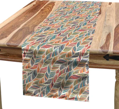 Produktbild von ABAKUHAUS Boho Tischläufer, Böhmischer farbvolle Wellen Struktur bildkünstlerische Darstellungsmuster, 40 x 225 cm, Mehrfarbig