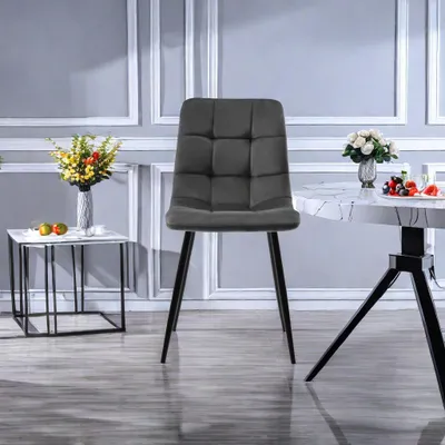 Immagine prodotto di ProximaX sedie da sala da pranzo con rivestimento in velluto, set di 4, grigio - Elegante design vintage, elegante sedia da pranzo imbottita - Sedia da cucina o da sala da pranzo con elevata capacità di carico