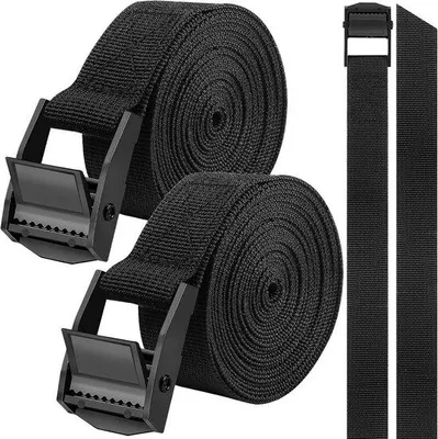 Obrázek produktu pro 2 ks upínací popruh 300 cm, černý, nosnost 250 kg, pro nákladní automobily, přívěsy, zavazadla