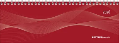 Produktbild von Zettler Tisch-Querkalender Profi rot 2026 - Wochenkalender 30 × 11 cm, 1 Woche/2 Seiten, mit Notizblatt & Jahresübersicht, Zeiteinteilung 8-21 Uhr, Monatsregister, Ringbindung,