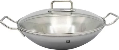 Produktbild von ZWILLING Plus, Rund, Wok-/Bratpfanne, Edelstahl, Edelstahl, Aluminium, Glas, Edelstahl, Glas