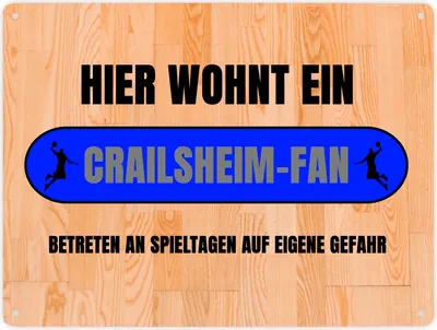 Produktbild von Hier wohnt ein Crailsheim-Fan Metallschild XXL in 28x38 cm mit Turnhallenboden