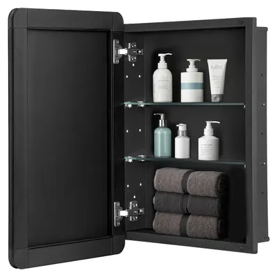 Zdjęcie produktu dla Szafka z lustrem VEVOR Lustrzana szafka na leki Szafka na leki (406 x 128 x 610 mm) do łazienek, do zabudowy i na ścianę, rama aluminiowa, szafka łazienkowa