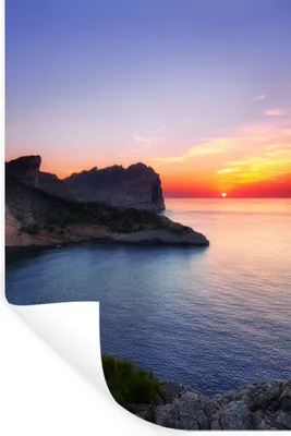 Obrázok produktu pre MuchoWow® Nálepka na stenu - More - Skala - Hory - Príroda - 80x120cm - Samolepiaca a polohovateľná