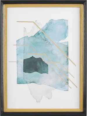 Produktbild von BELIANI Wandbild Blau und Gold Papiedruck 30 x 40 cm goldene Farbakzente Aquarell Abstrakt Eklektisch Modern Wohnzimmer Büro