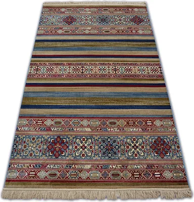 Zdjęcie produktu dla Dywan WINDSOR 22890 ETNIC FRĘDZLE niebieski bordo wielokolorowy 200x300 cm