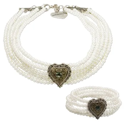 Produktbild von Alpenflüstern Trachtenschmuck-Set Perlen-Trachtenkette und Trachten-Armband Marg