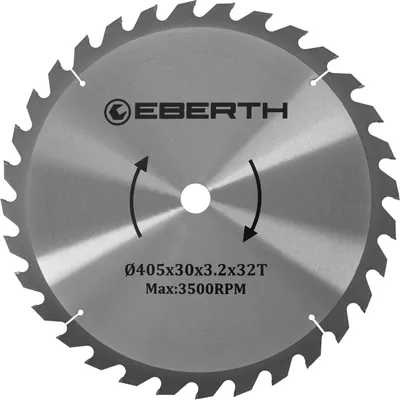 Produktbild von EBERTH Kreissägeblatt Sägeblatt Kreissäge Blatt aus Stahl mit Hartmetall-Zähnen für Holz-Schnitte (405mm Durchmesser, 30mm Bohrung, 2.2mm Blättstärke)
