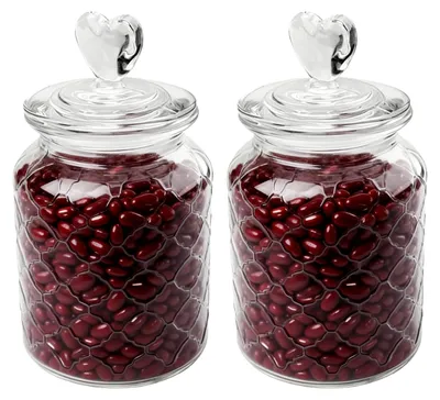 Vorratsgläser mit Deckel, 2 Stück, 650 ml, herzförmig, Glas