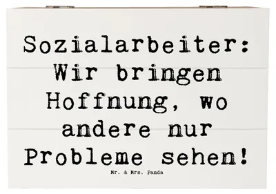 Produktbild von Mr. & Mrs. Panda Geschenkbox Spruch Sozialarbeiterin Hoffnungsträger 22 x 15 cm - Weiß - Geschenk, Probleme, Box, Beruf, Hingabe, schatztruhe, Schatulle, soziale Arbeit