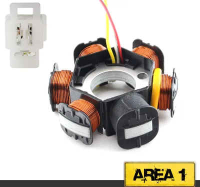 Produktbild von Area1 Ersatz Lichtmaschine Stator für 50ccm 2T Kompatibel mit Peugeot Speedfight 3 Speedfight 4 Jetforce C-Tech, Citystar, Django Elystar Ludix Kisbee