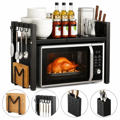 Produktbild von SEVICO Küchenregale Regal Ausziehbarer Mikrowellenständer Mikrowellen Regal Gewürzregal Mikrowellenhalterung Tragkraft 30 kg B045