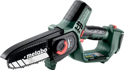A cordless chainsaw is shown against a white background.
