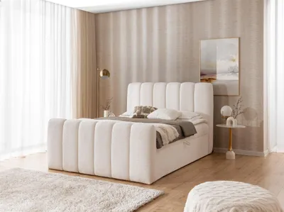 Produktbild von Boxspringbett Schlafzimmerbett DENIS PREMIUM 160x200cm Stoff Catch Me Creme