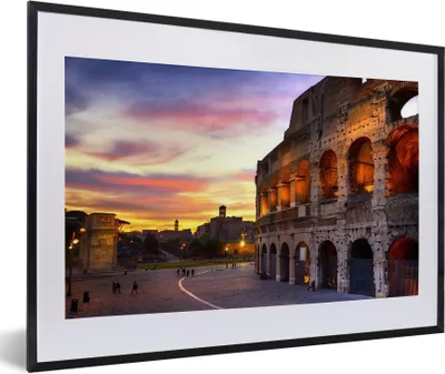 Produktbild von MuchoWow® MuchoWow® Gerahmtes Poster Das Kolosseum in Rom bei Sonnenuntergang 60x40 cm - Poster mit zchwarzem Bilderrahmen - Schlafzimmer - Plakat in Rahmen - Drucken