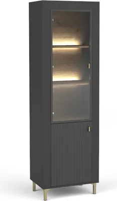 Obrázek produktu pro Minio, vitrína "ASSO 3", s LED osvětlením, skleněné dveře, černá barva